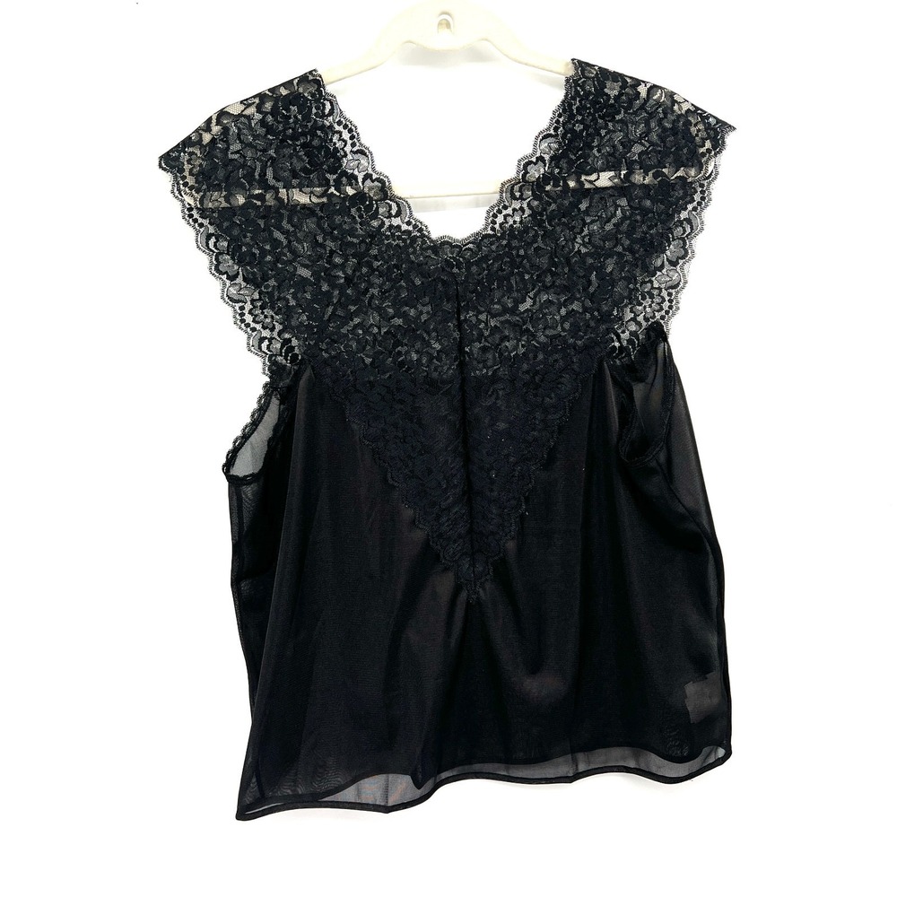 Vintage wimsigoth top lace nylon top bothic dark romance coquette‎ fairycore L